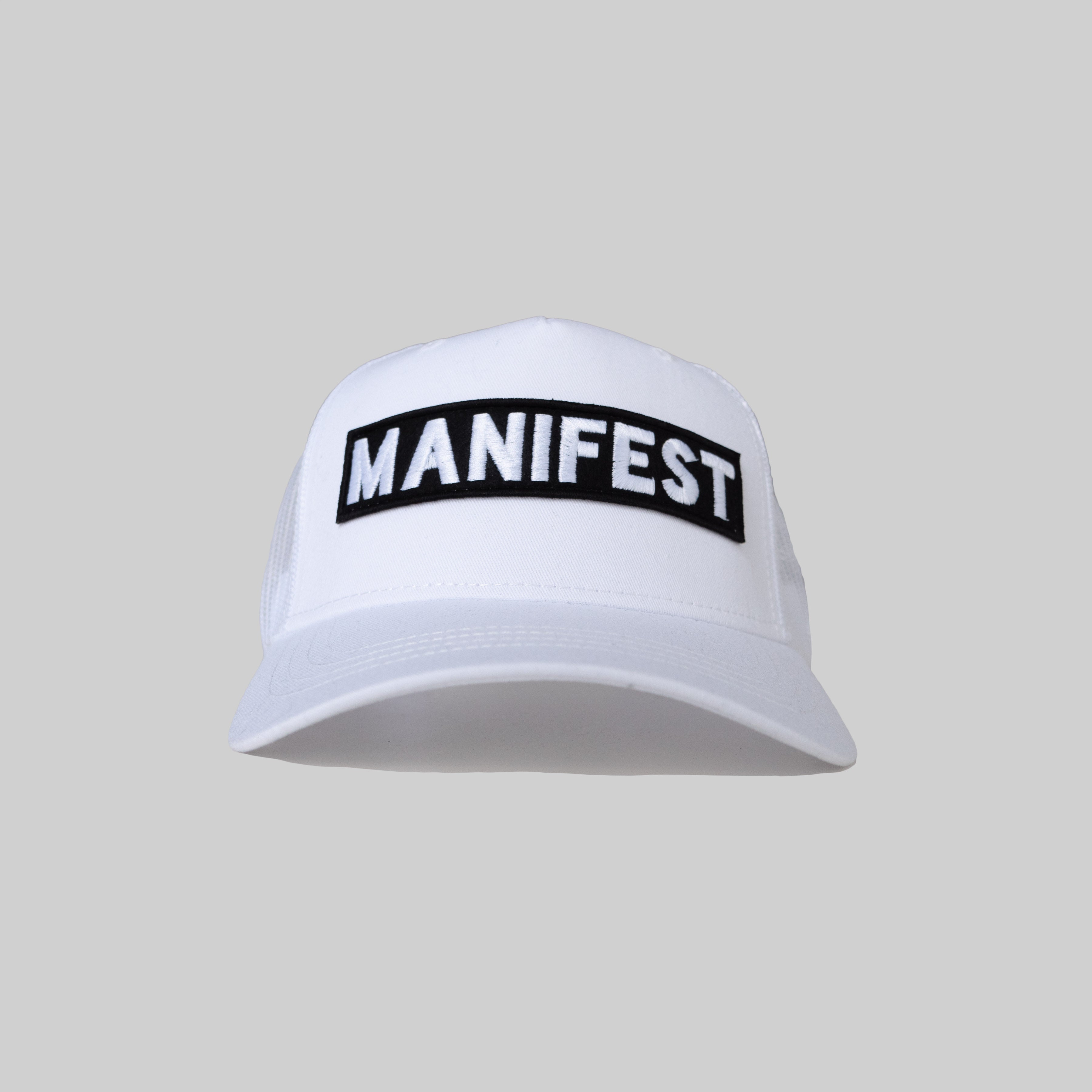 'Manifest Bar' Snapback Cap - White